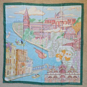 NIB Roberto Coin Silk Scarf Pastel Italy Venice Violin